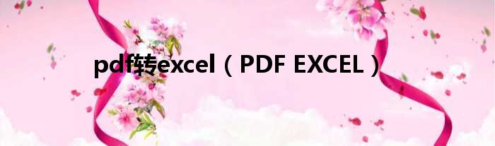 pdf转excel（PDF EXCEL）